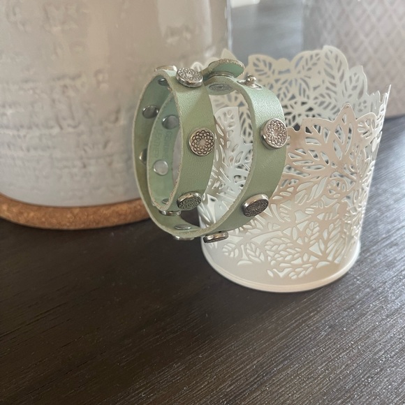 Mint green studded wrap around bracelet. - Picture 1 of 4